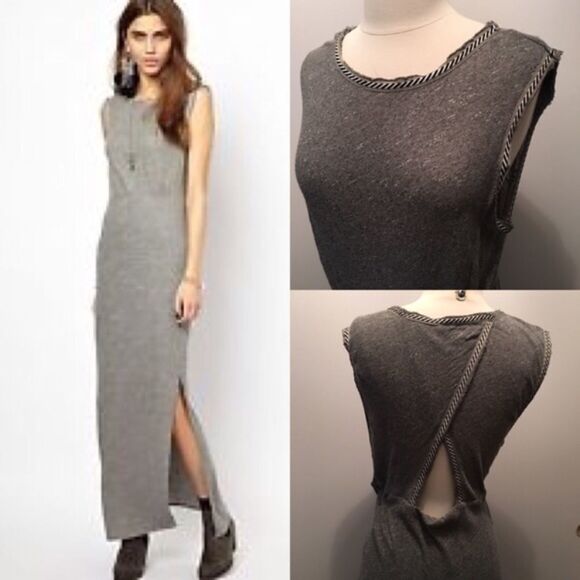 FREE PEOPLE Sleeveless Open Back Maxi Dress Grey XS - Picture 3 of 12